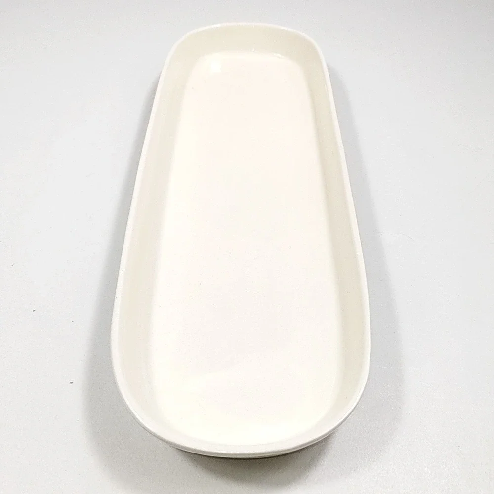 Rae Dunn Artisan Collection Magenta Cream Ceramic Oblong Serving Platter Tray14